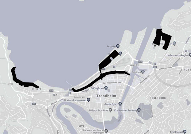 Tiltaksområdene i Trondheim havnebasseng