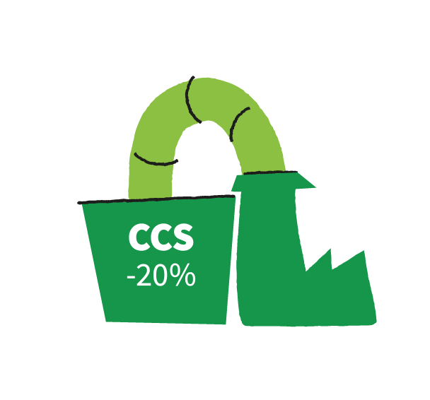 Denne illustrasjonen viser karbonfangst på en fabrikk.