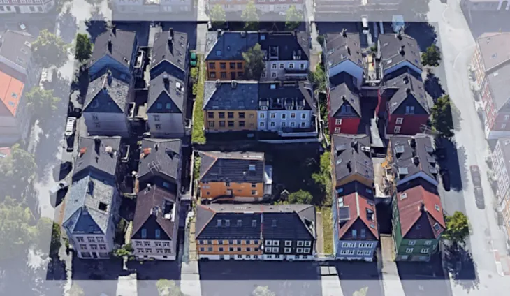 Kvartal på Møllenberg, skråfoto