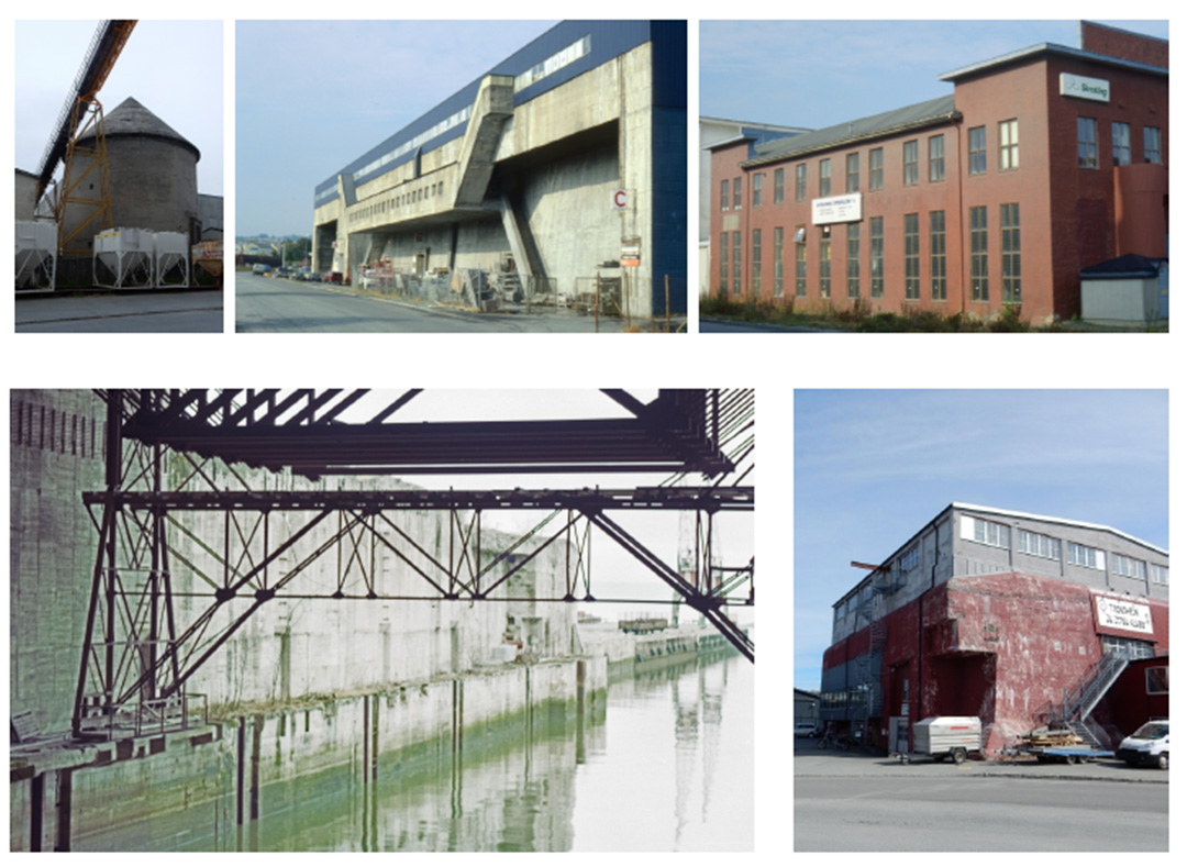 5 bilder av ulike bygninger p&aring; nyhavna