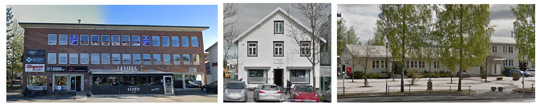 Ulike bygninger i Heimdal sentrum