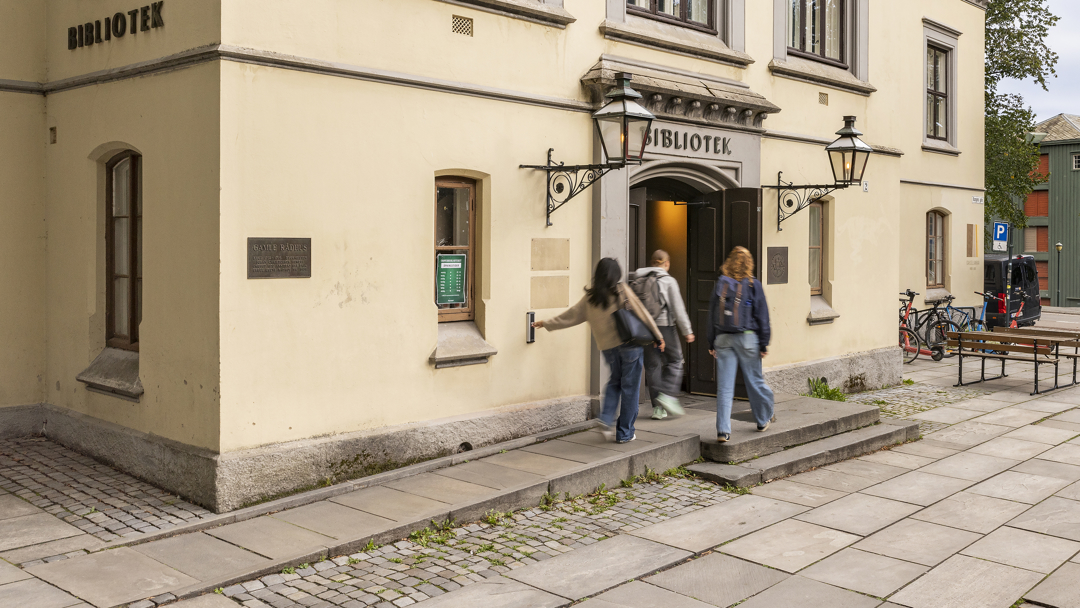 3 personer som går opp rampen
