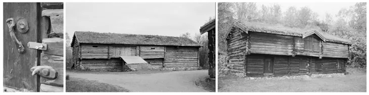 Eldre uthusbygninger i tømmer på Sverresborg folkemuseum