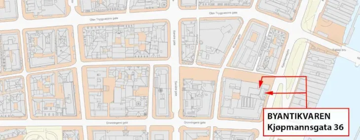 Besøkskart, to innganger til Køpmannsgata 36