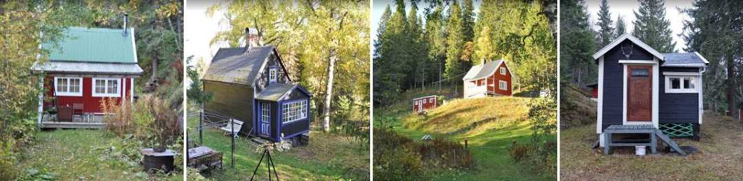 Fire sm&aring; hytter i R&oslash;stadbakken hyttefelt