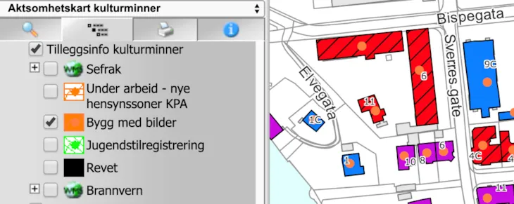 Viser det å hake av for kartlag som kan skrus på i kart