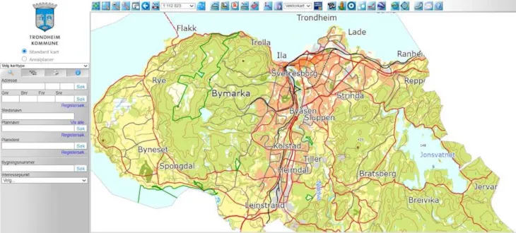 Skjermutsnitt som viser avansert kartløsning