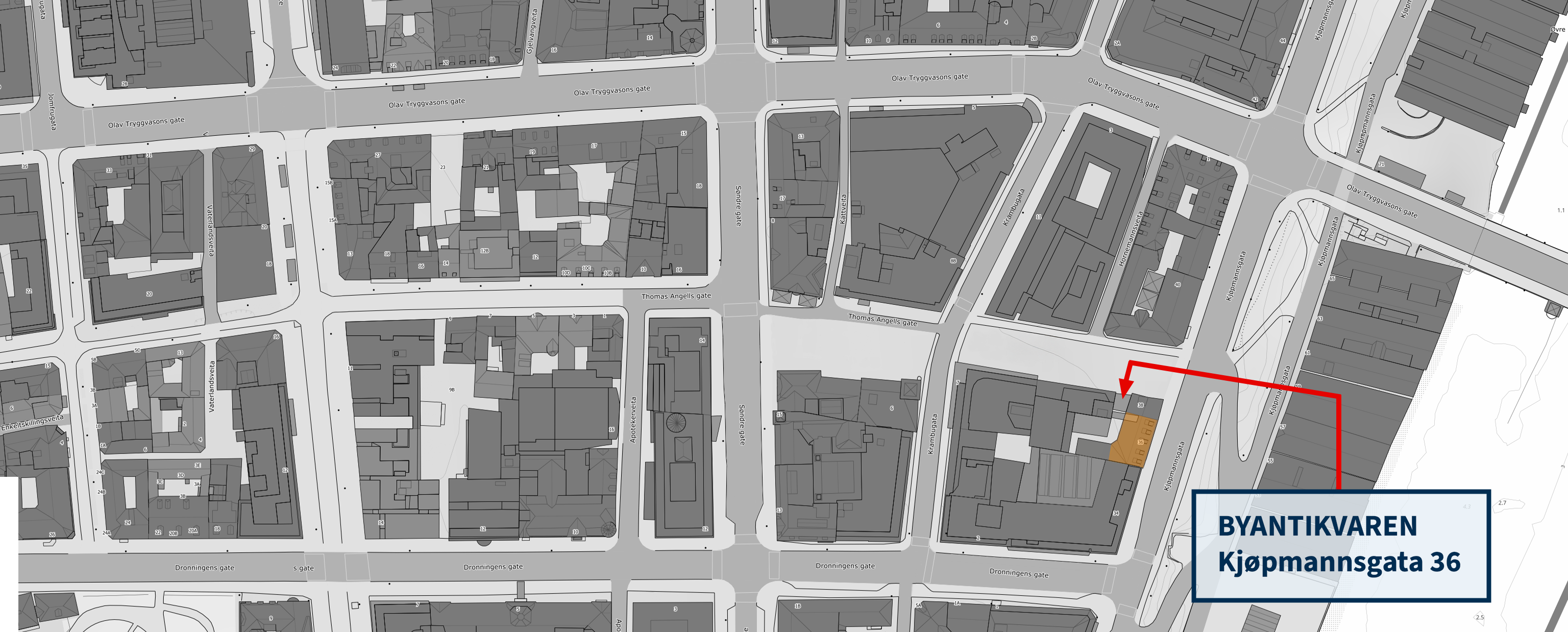 Kart med inngangspil p&aring; nr. 38