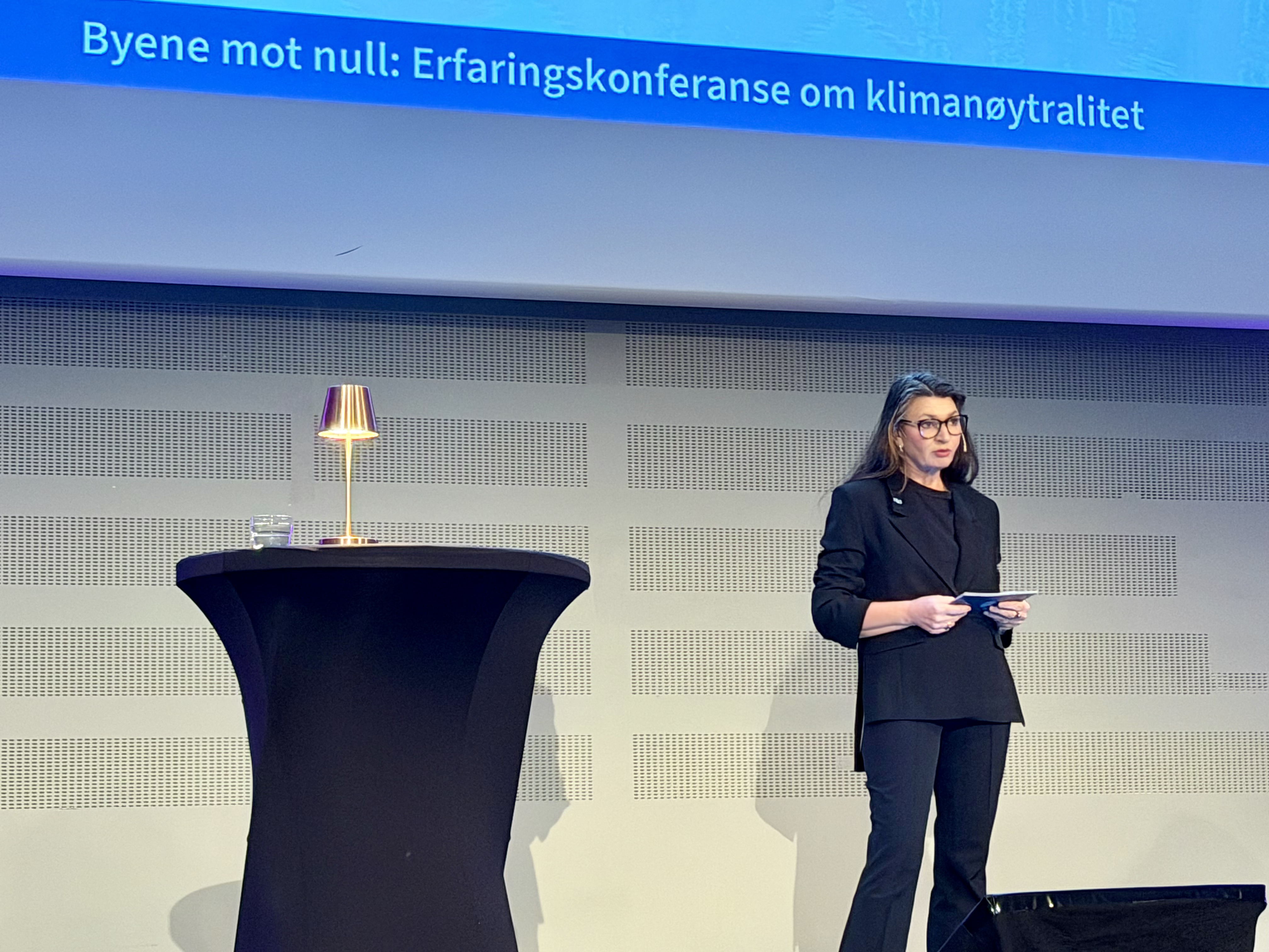 Byr&aring;d Merethe Baustad Ranum holder foredrag p&aring; konferansen byer mot null
