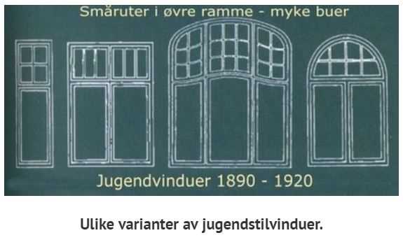 Ulike jugendstilvinduer