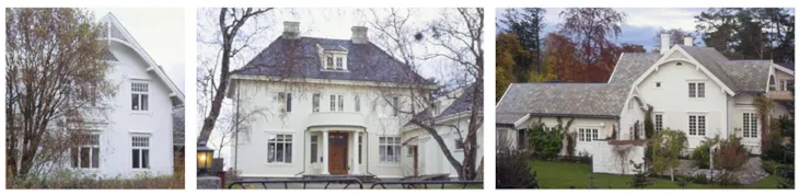 tre villaer i området