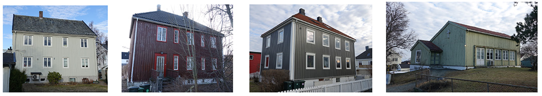 Ulike bygninger i omr&aring;det