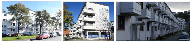 ulike bygninger i området