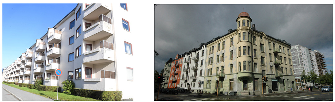 en jugendg&aring;rd og en mer moderne murg&aring;rd