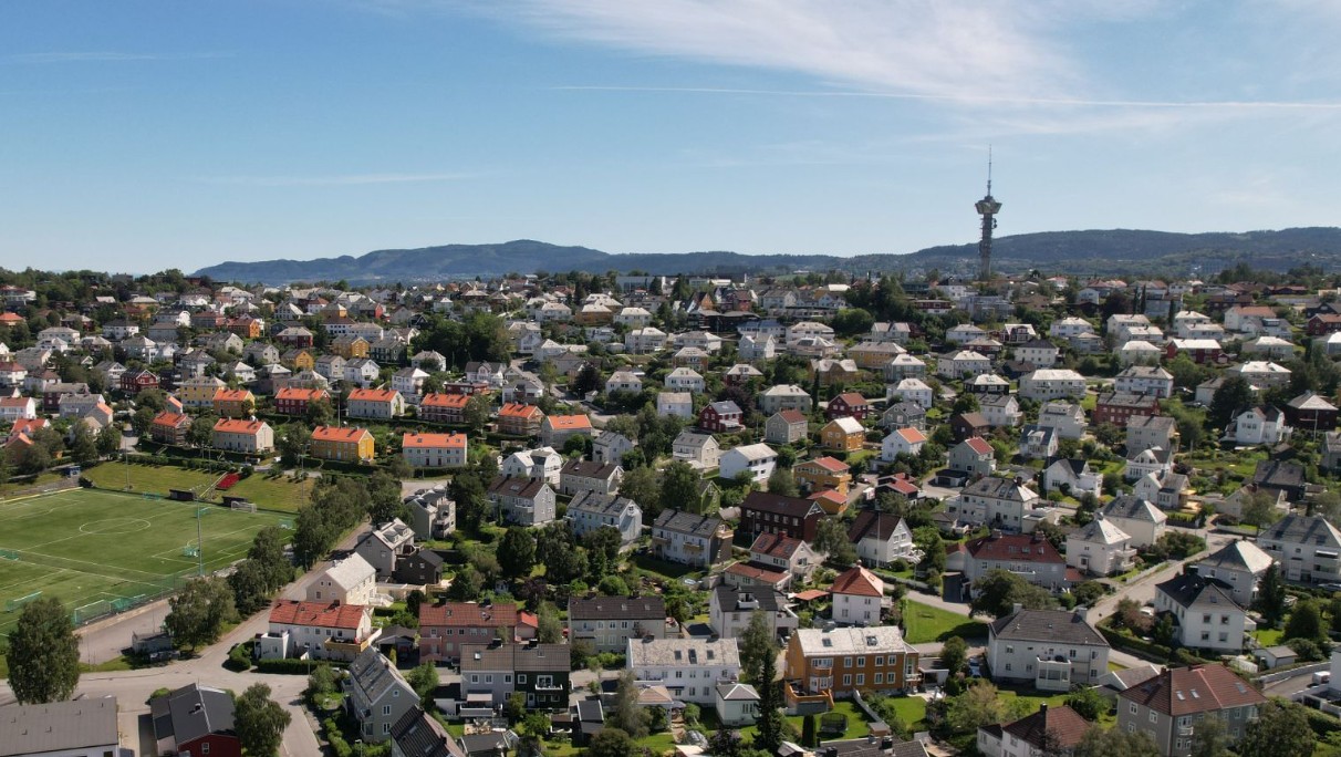 Dronebilde av Øvre Rosenborg