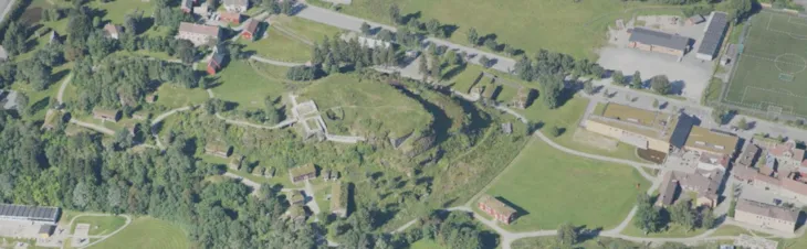 Sverresborg Trøndelag folkemuseum -utsnitt fra luften
