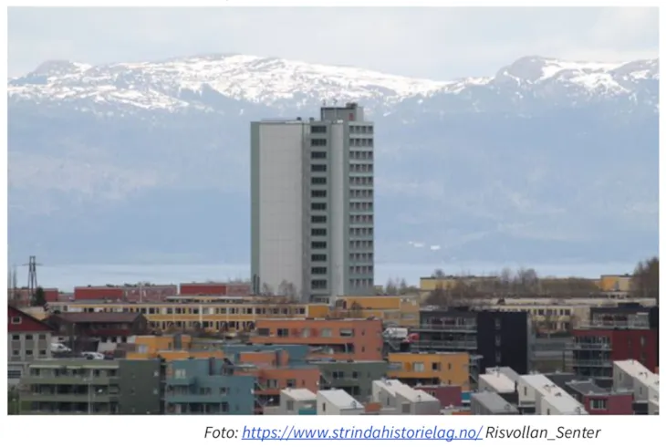 Rekkehus og høyblokk på Risvollan