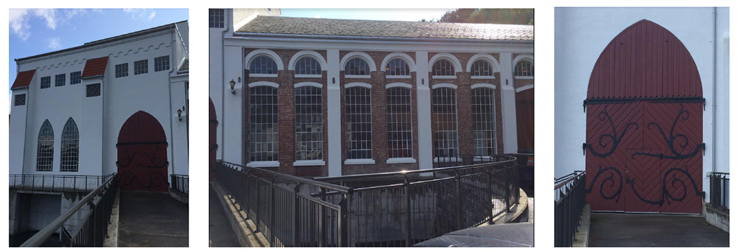 fasader  med buede porter og vinduer