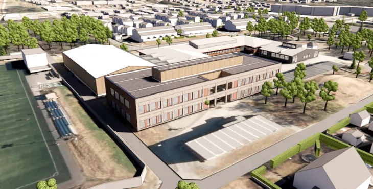Illustrasjon av nye Tonstad skole