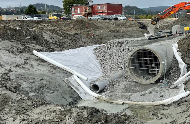 Grunnarbeid på Nidarvoll ved Fredlydalen avfallsdeponi i Trondheim