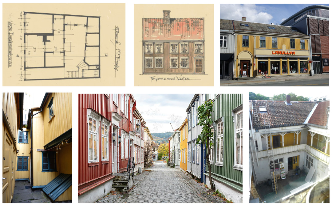 Ulike trehus i midtbyen