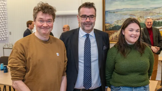 Øyvind Brandtzæg, Kent Ranum og Elise Reigstad fotografert i forbindelse med offentliggjøring av Trondheim kommunes kulturpris for 2024.