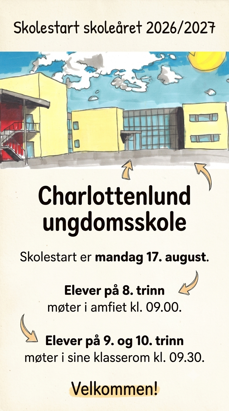 Skolestart skole&aring;ret 2026/2027
