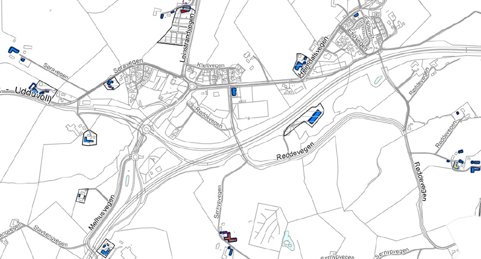 kart som viser kulturminner p&aring; Klett