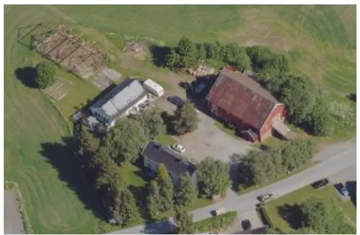 flyfoto av gårdstunet