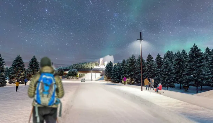 Granåsen om vinteren. Illustrasjon.