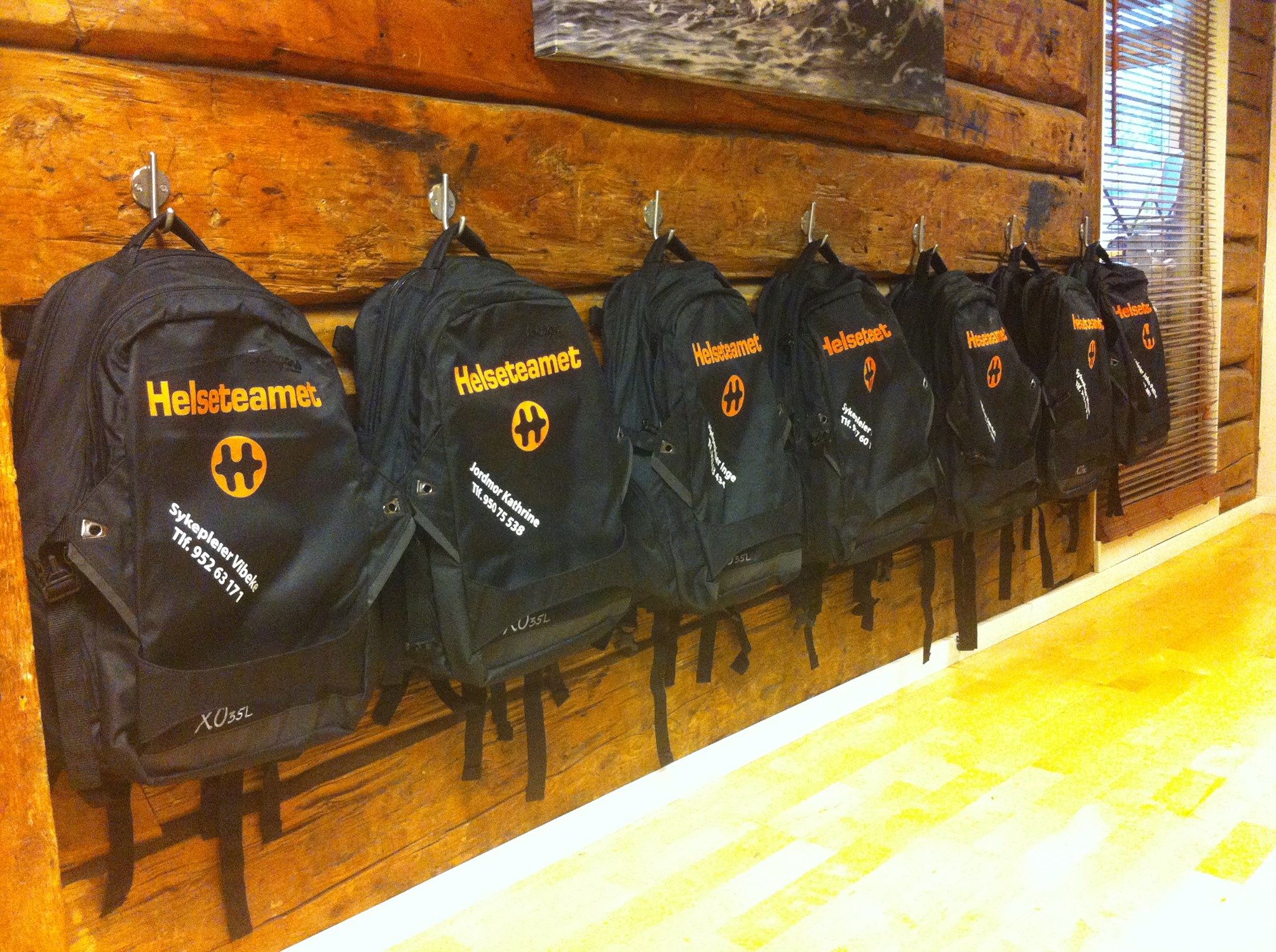 Sekkene Helseteamet bruker ved oppsøkende arbeid gatelangs