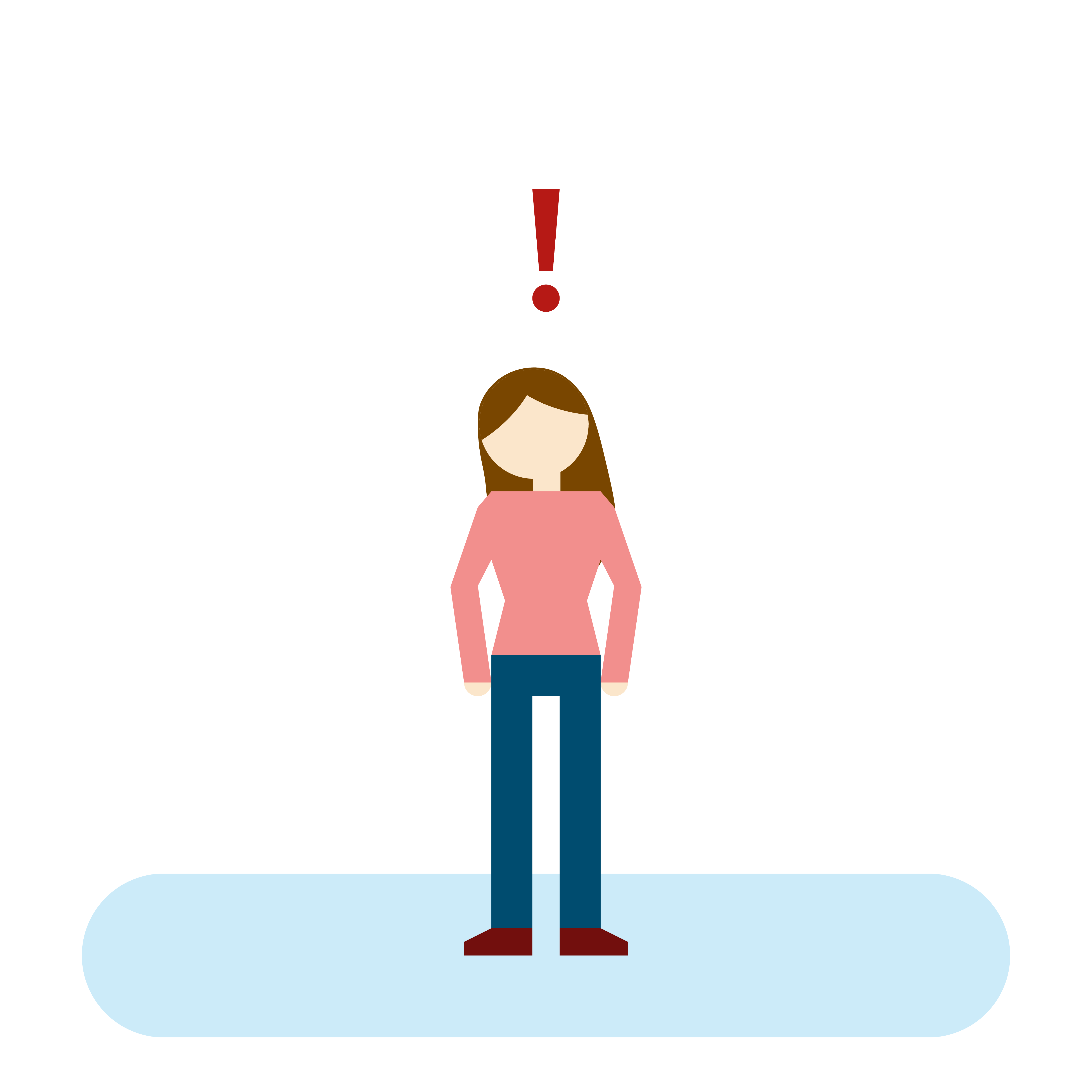 Tegning av person med utropstegn over hodet