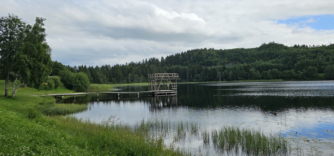 Foto av badeplassen Hestsjøen med badebrygge