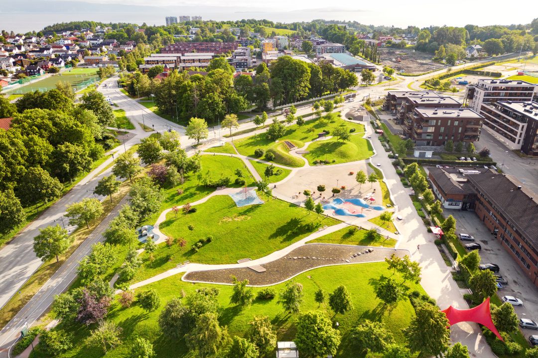 Dronebilde over Ladeparken