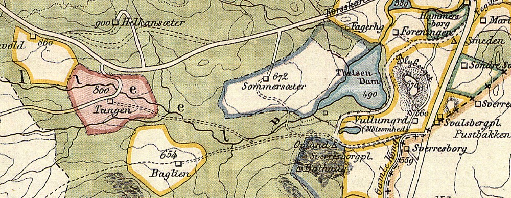 Kartet er fra 1896, Schi&oslash;ts og Gl&oslash;ersen