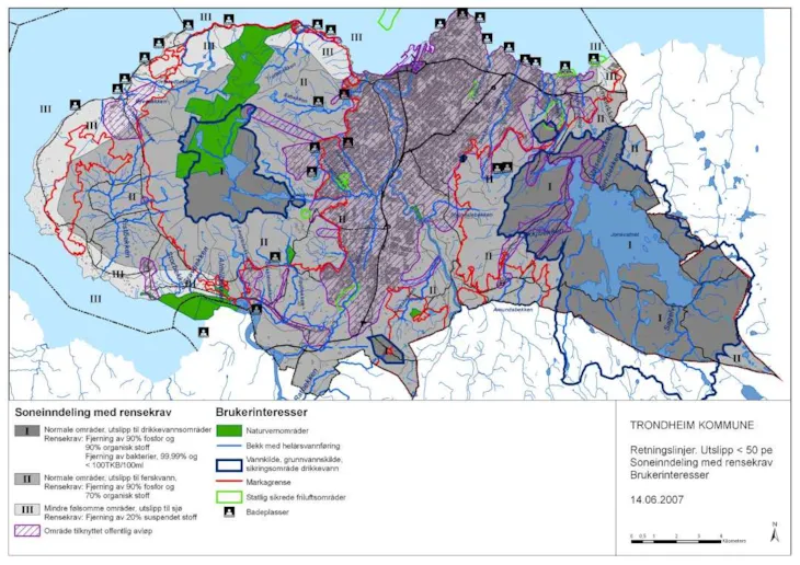 Kart om soneinndeling med rensekrav