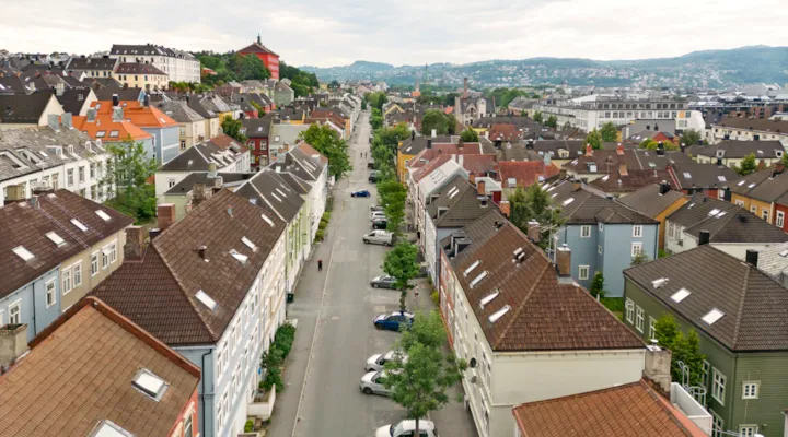 Oversiktsbilde av mange hus på Møllenberg