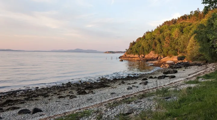 Foto av Brænnebukta med Munkholmen i bakgrunnen