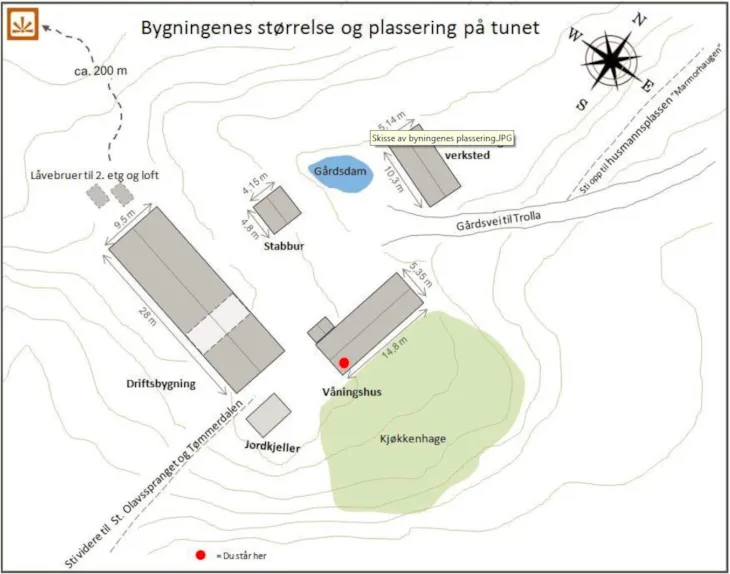 Kart over bygninger på Holstvollen