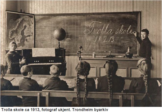 Trolla Schule ca. 1913. Fotograf unbekannt. Stadtarchiv Trondheim