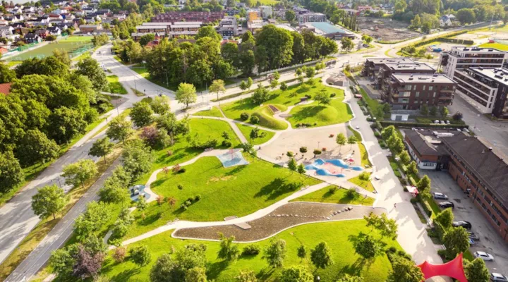 Dronebilde over Ladeparken