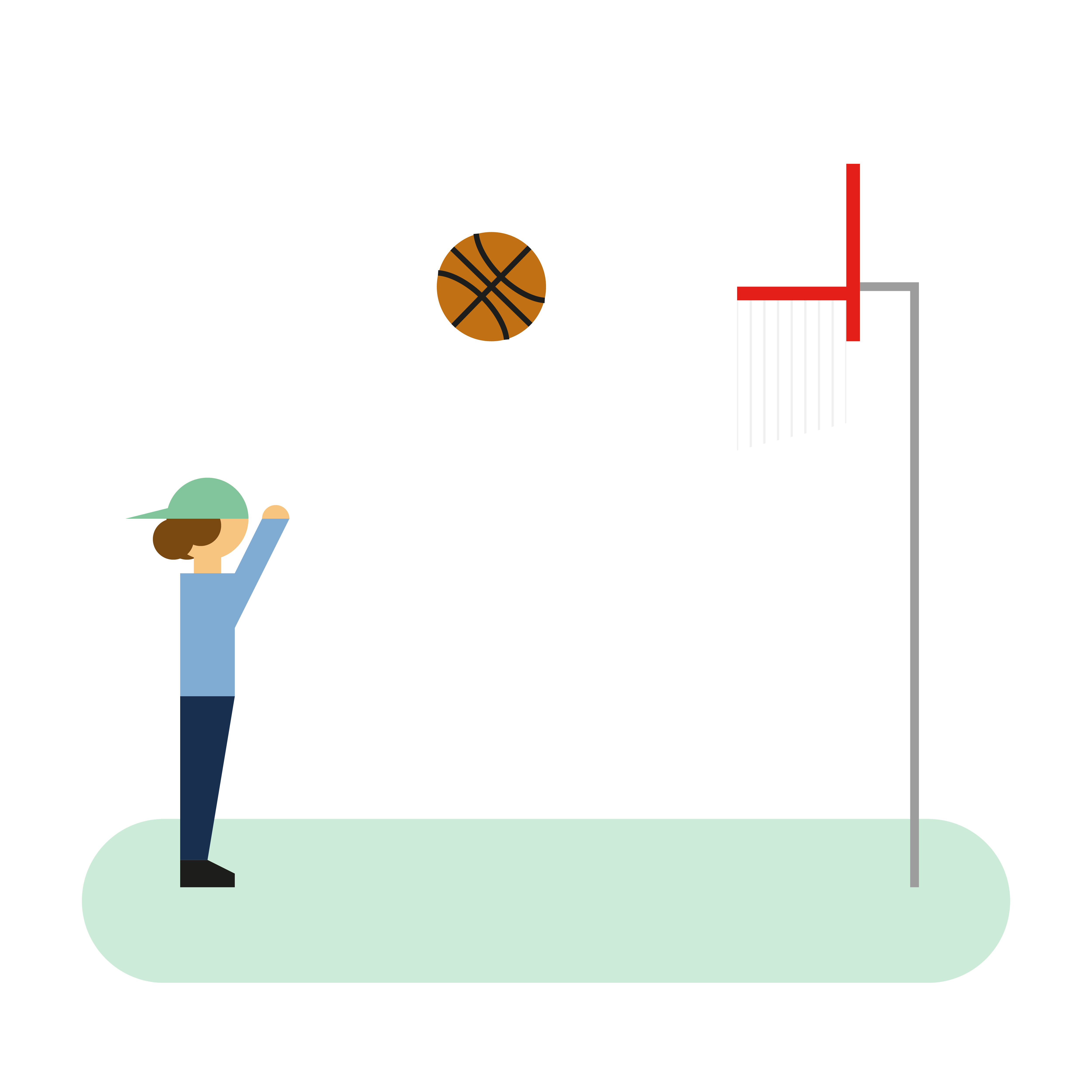 Illustrasjon av person som kaster en ball i en basket-kurv