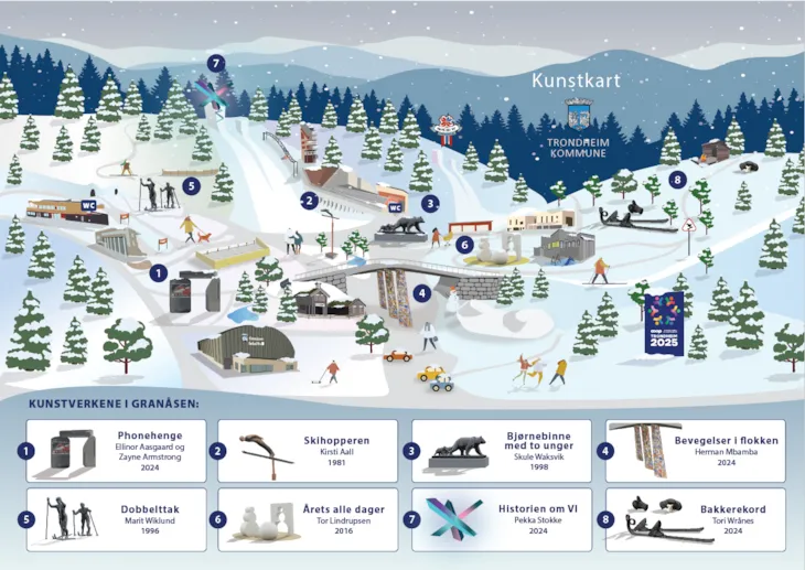 Kart som viser plassering av kunstverk