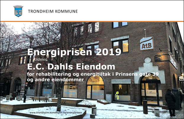 Brosjyreforside - Energiprisen 2019 til E. C. Dahls Eiendom