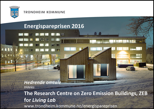 Energispareprisens Hedrende omtale 2016: ZEB for Living Lab