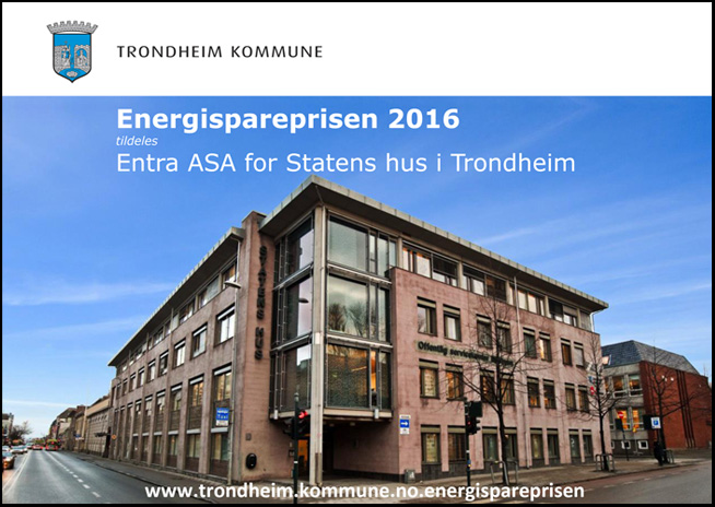 Energispareprisen 2016: Entra ASA for Statens hus
