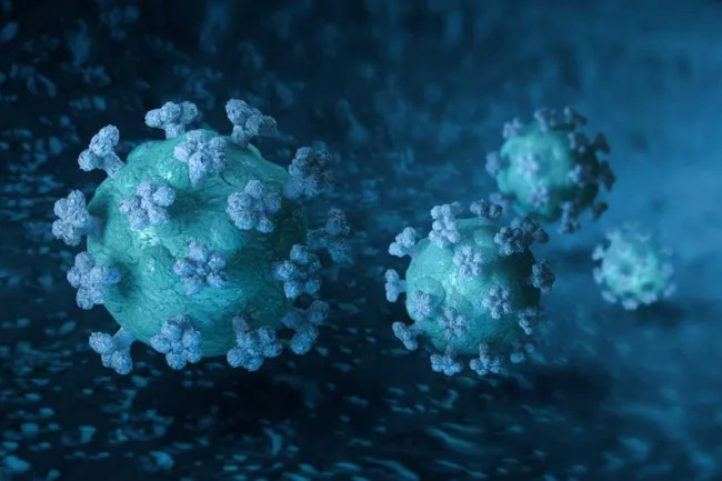 Blått bilde av koronavirus