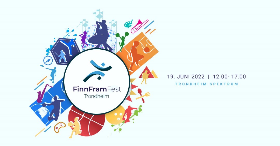Logo til FinnFramFest med silhuetter av fritidsaktiviteter