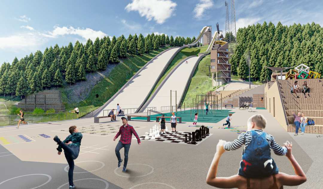 Illustrasjon av det nye hoppanlegget i Granåsen
