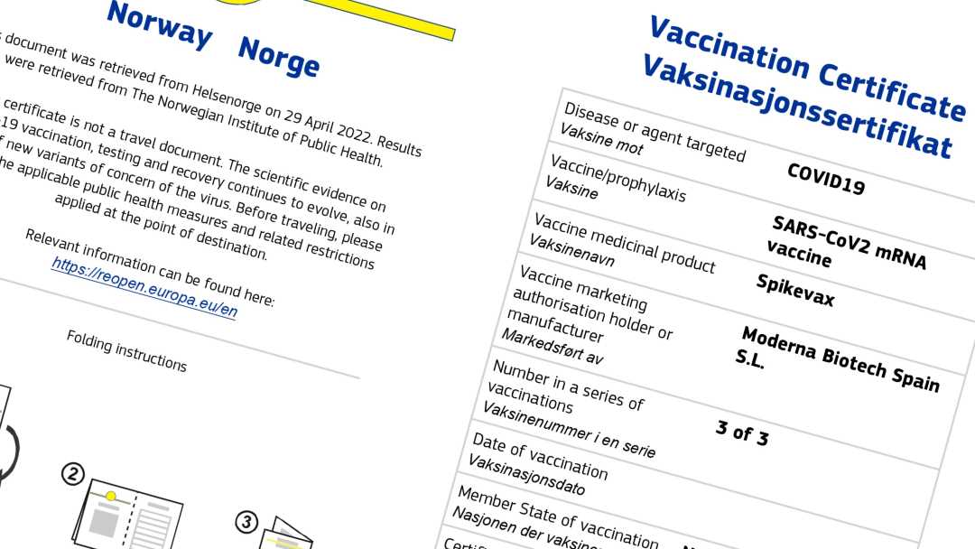 Illustrasjonsbilde av koronasertifikat
